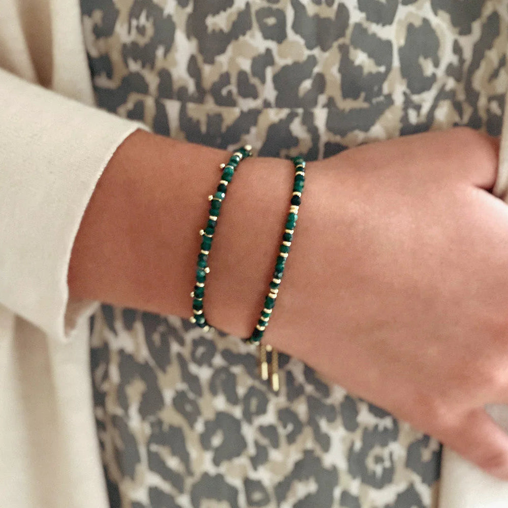 Boho Betty Mystical Malachite Gold Slider Bracelet