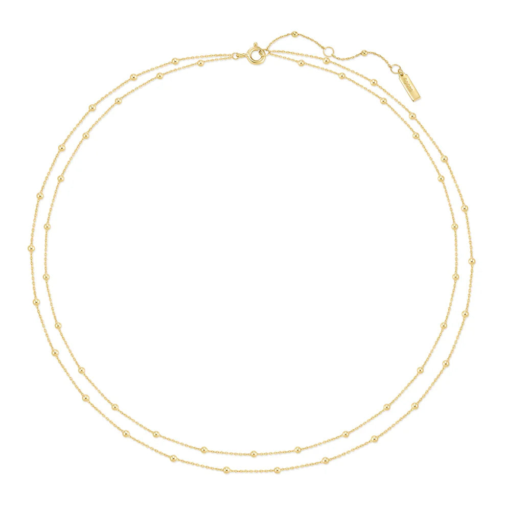 Ania Haie Double Chain Bead Station Gold Necklace