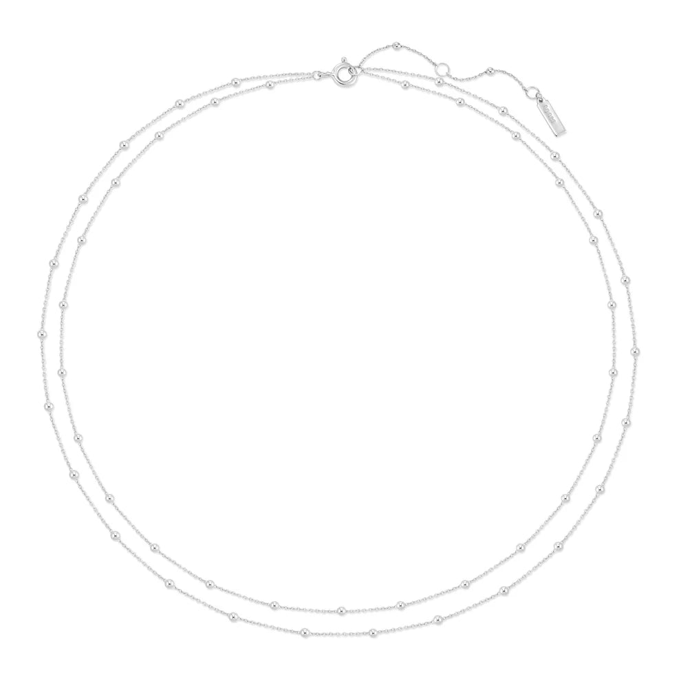 Ania Haie Double Chain Bead Station Silver Necklace