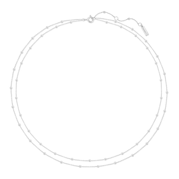 Ania Haie Double Chain Bead Station Silver Necklace