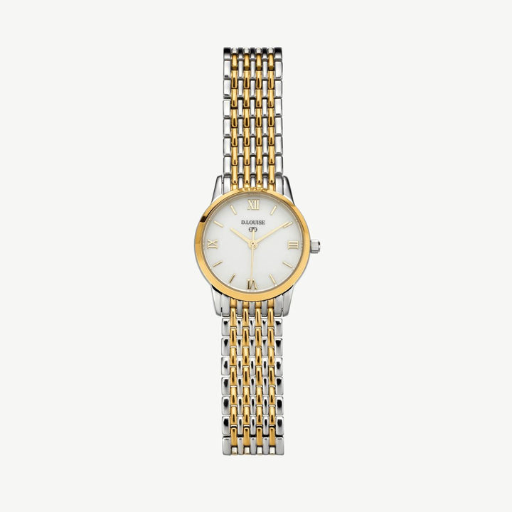 D.Louise Classic Link Round Bi-Metal Watch