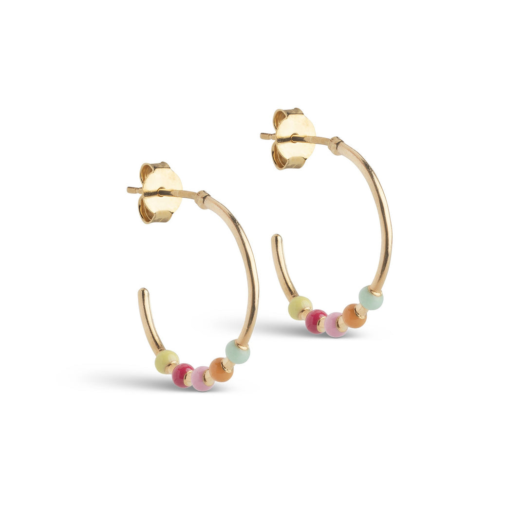 Niche Jewellery Enamel Copenhagen Lola Large Rainbow Gold Hoop Earrings