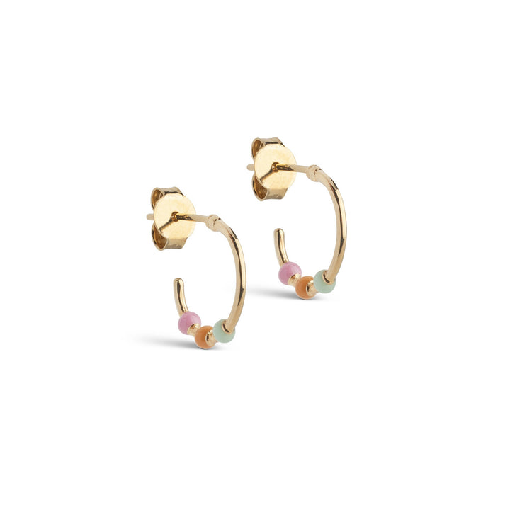 Niche Jewellery Enamel Copenhagen Lola Small Rainbow Gold Hoop Earrings