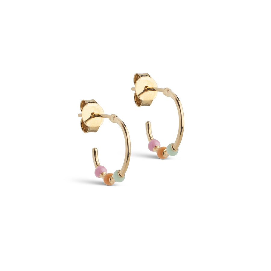 Niche Jewellery Enamel Copenhagen Lola Small Rainbow Gold Hoop Earrings