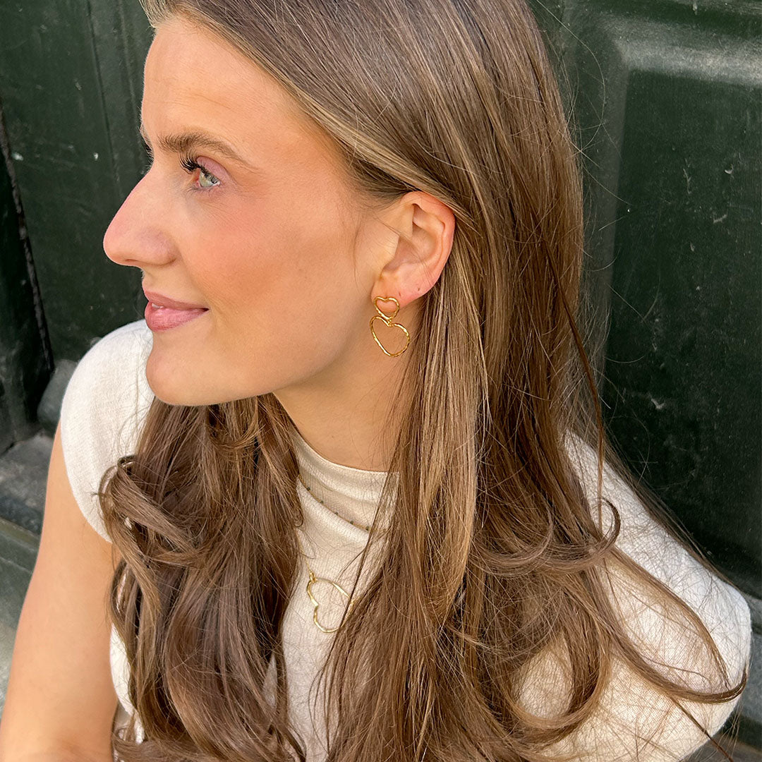 Niche Jewellery Enamel Copenhagen Organic Lovelink Gold Earrings detail