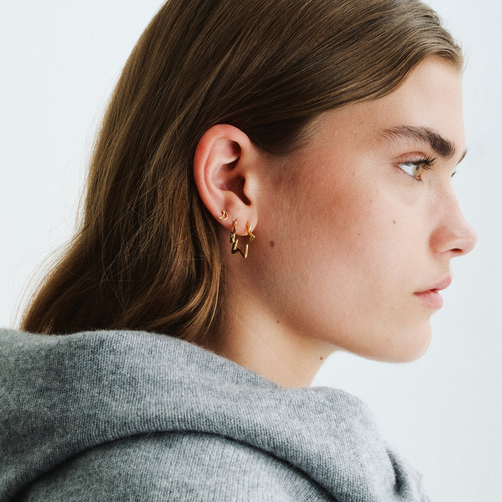 Niche Jewellery Enamel Copenhagen Organic Moon Gold Stud Earrings detail