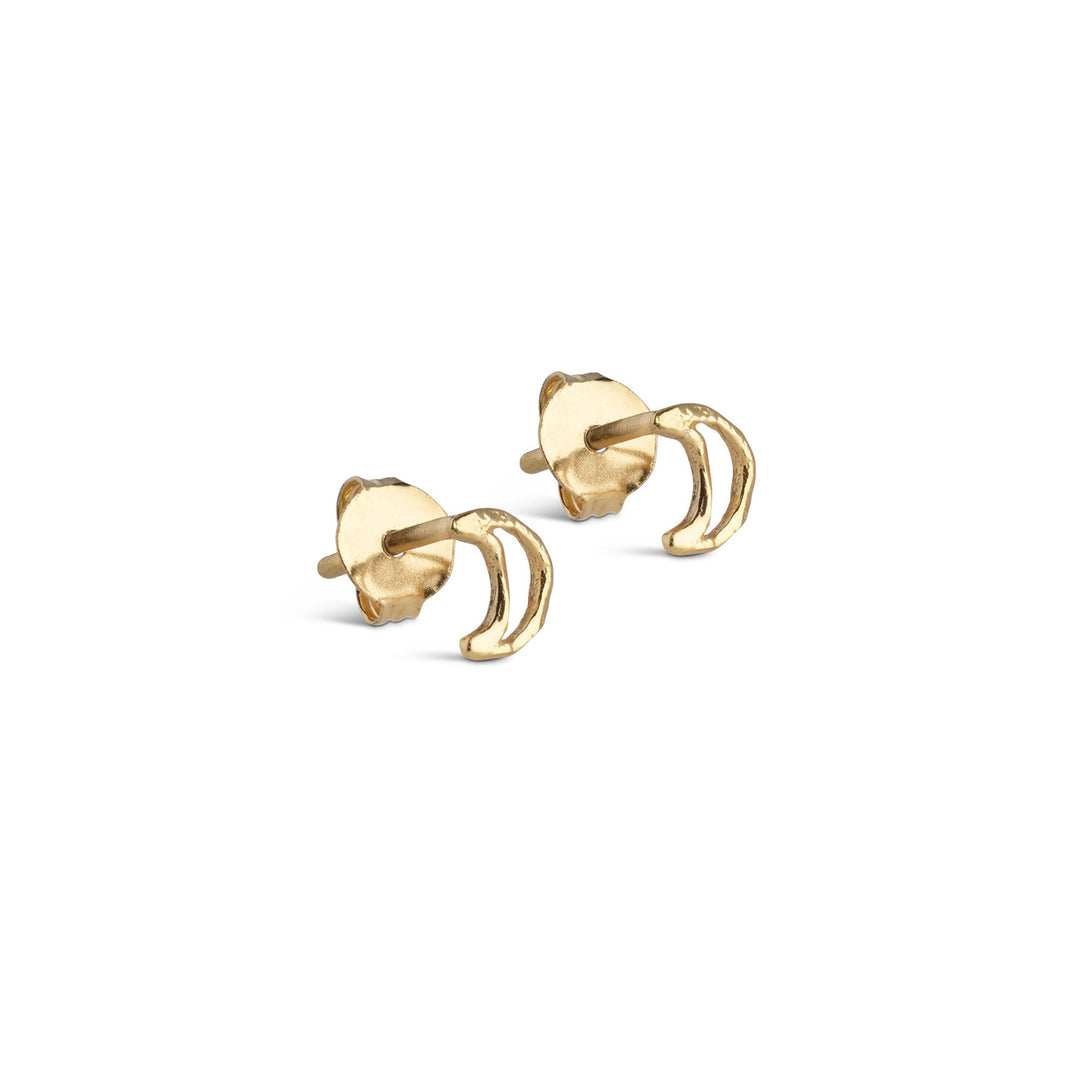 Niche Jewellery Enamel Copenhagen Organic Moon Gold Stud Earrings