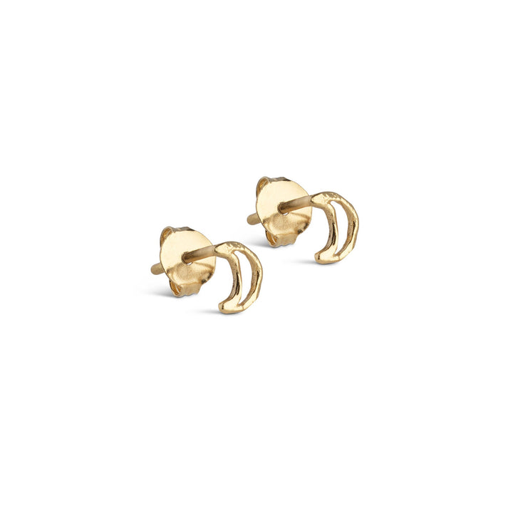 Niche Jewellery Enamel Copenhagen Organic Moon Gold Stud Earrings