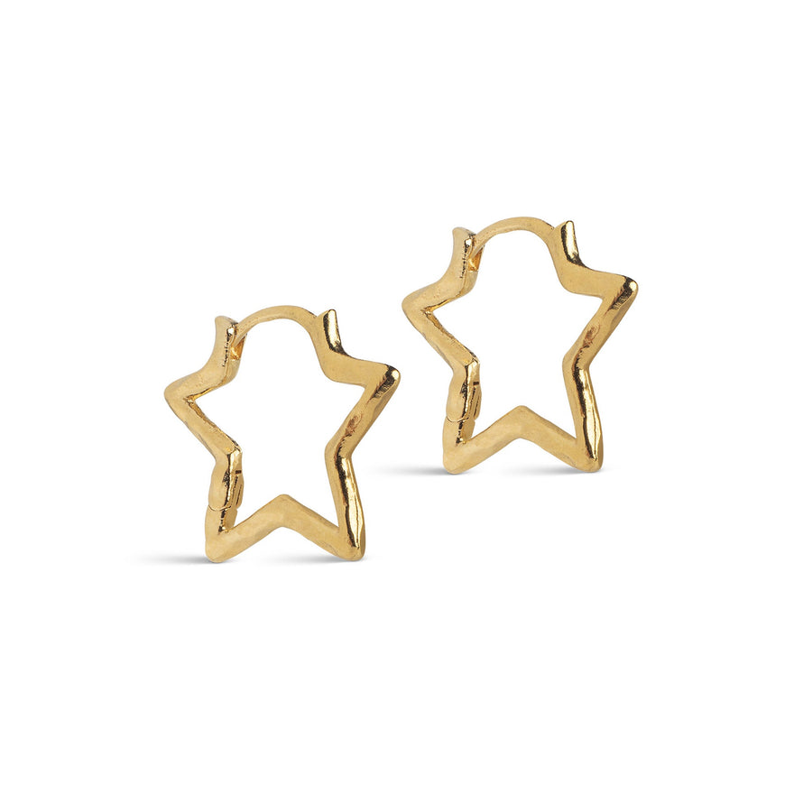 Niche Jewellery Enamel Copenhagen Organic Star Medium Gold Hoop Earrings