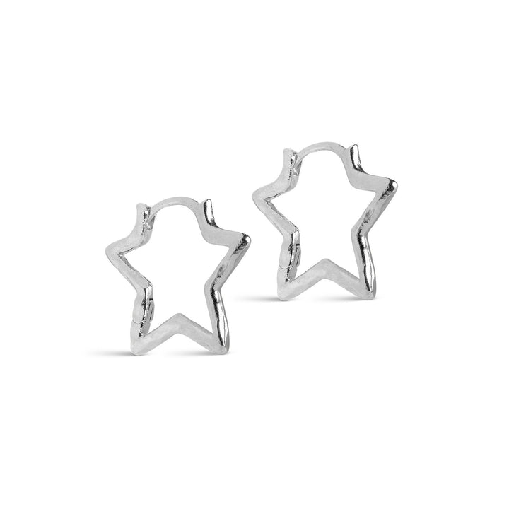 Niche Jewellery Enamel Copenhagen Organic Star Medium Silver Hoop Earrings