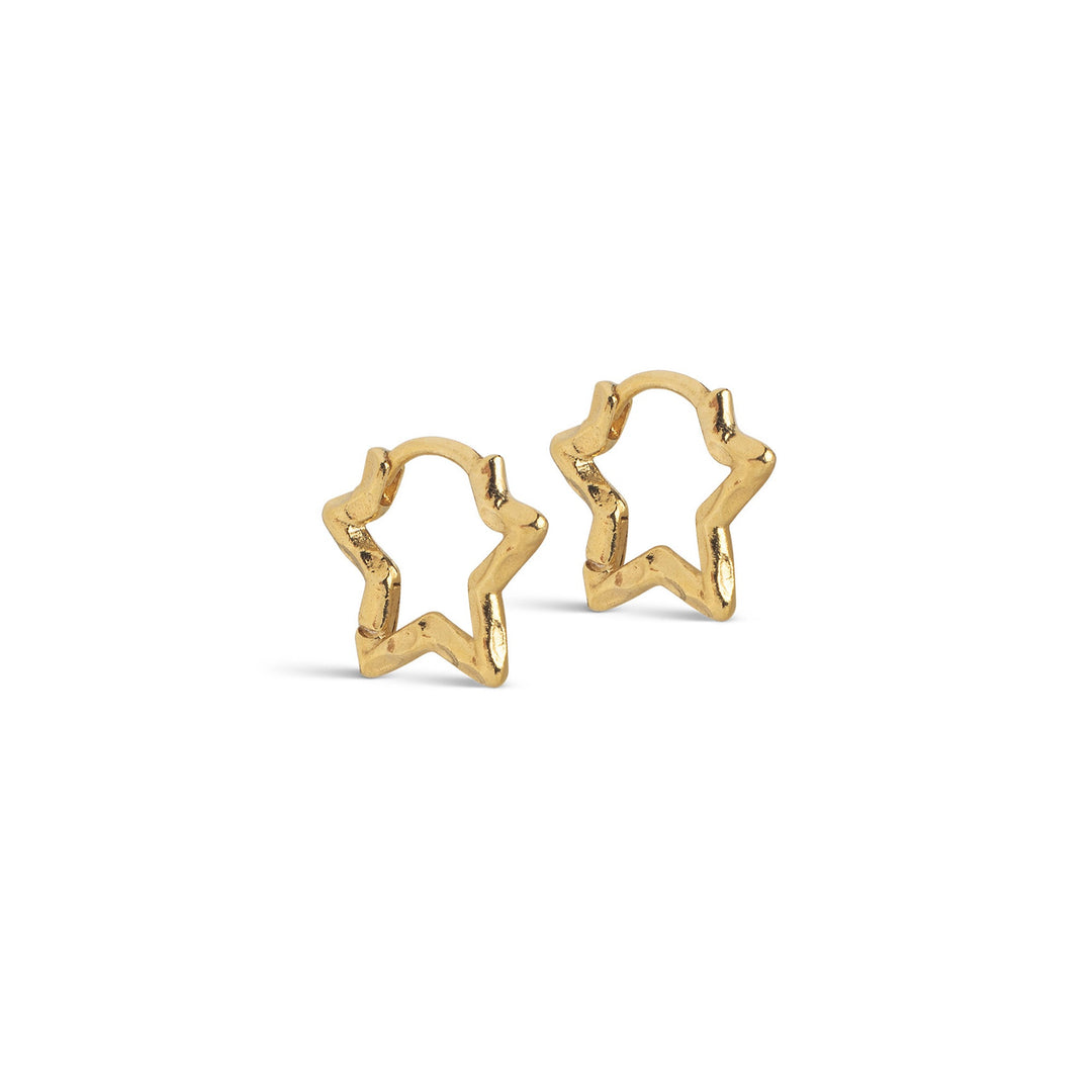 Niche Jewellery Enamel Copenhagen Organic Star Small Gold Hoop Earrings
