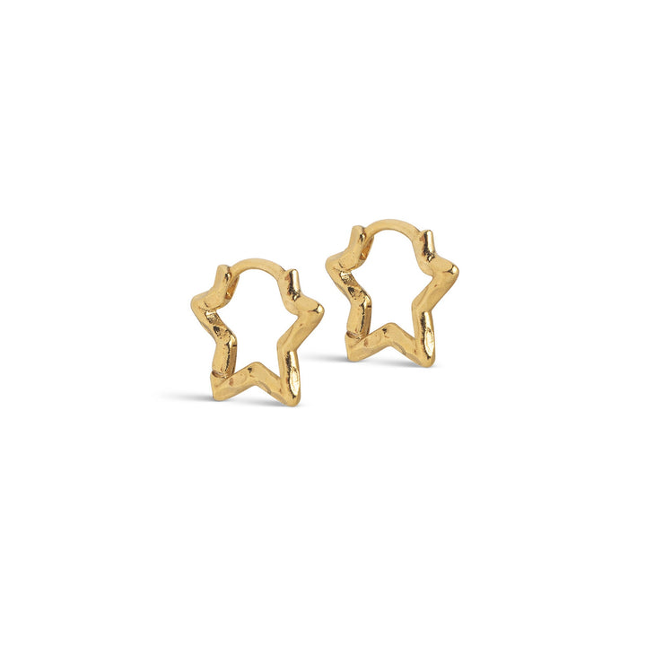 Niche Jewellery Enamel Copenhagen Organic Star Small Gold Hoop Earrings