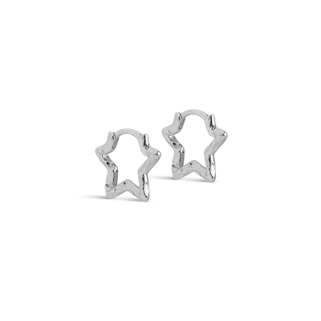 Niche Jewellery Enamel Copenhagen Organic Star Small Silver Hoop Earrings
