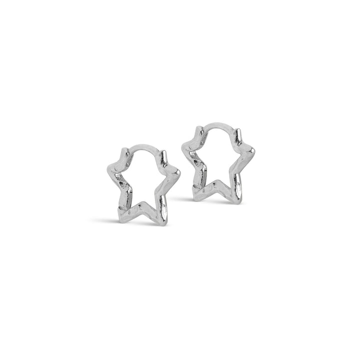 Niche Jewellery Enamel Copenhagen Organic Star Small Silver Hoop Earrings