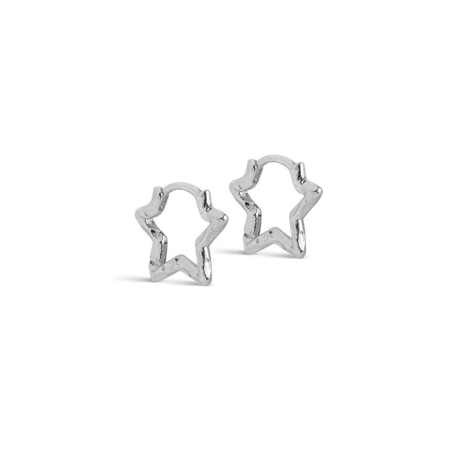 Niche Jewellery Enamel Copenhagen Organic Star Small Silver Hoop Earrings
