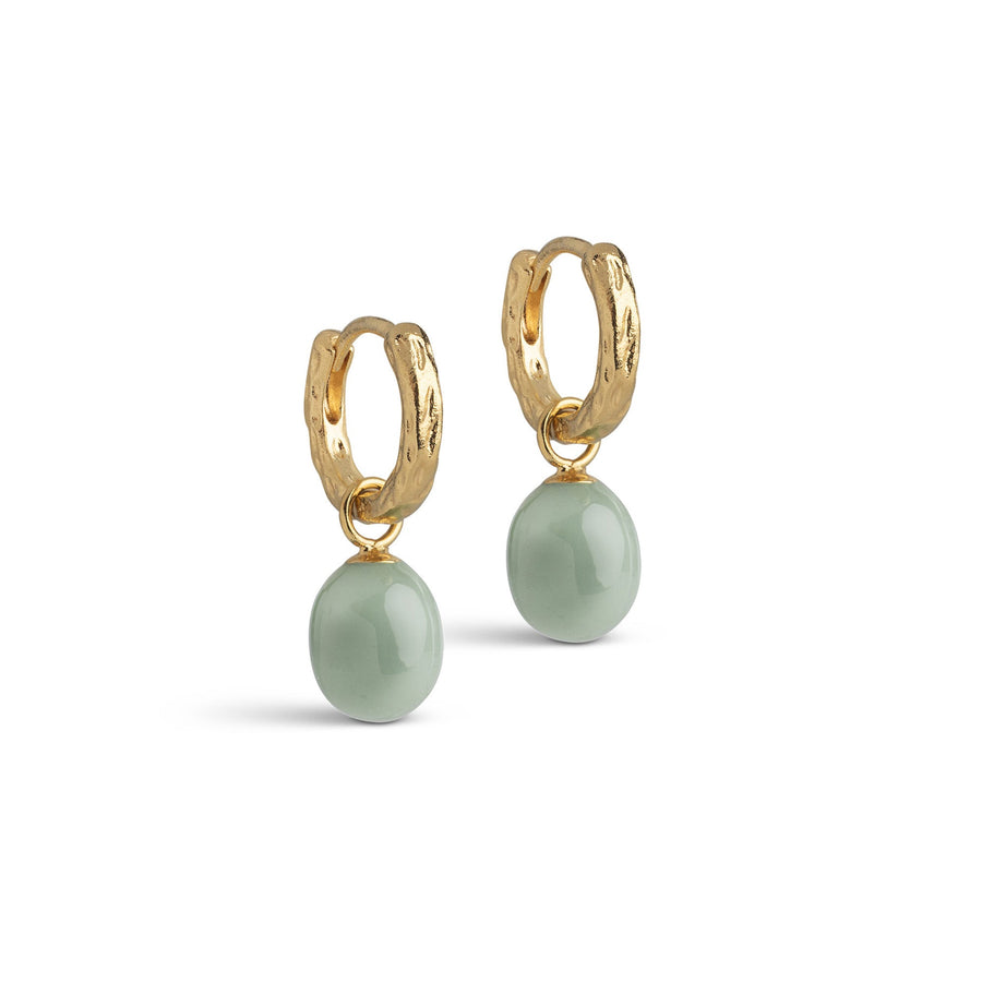Niche Jewellery Enamel Copenhagen Significant Enamel Sage Gold Hoop Earrings