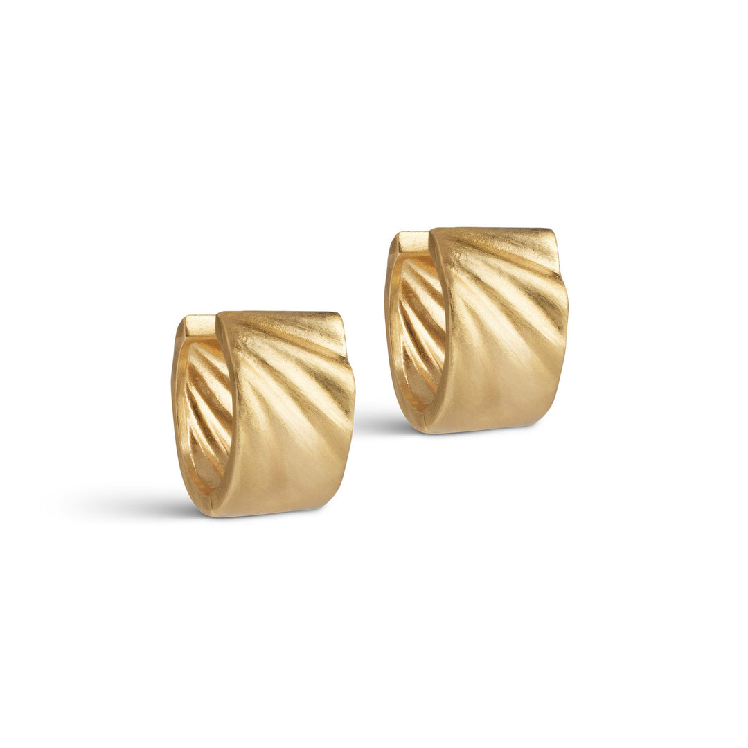 Niche Jewellery Enamel Copenhagen Wave Wide Gold Hoop Earrings