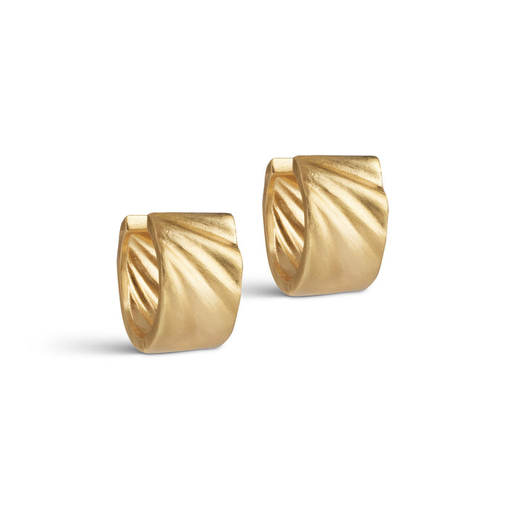 Niche Jewellery Enamel Copenhagen Wave Wide Gold Hoop Earrings