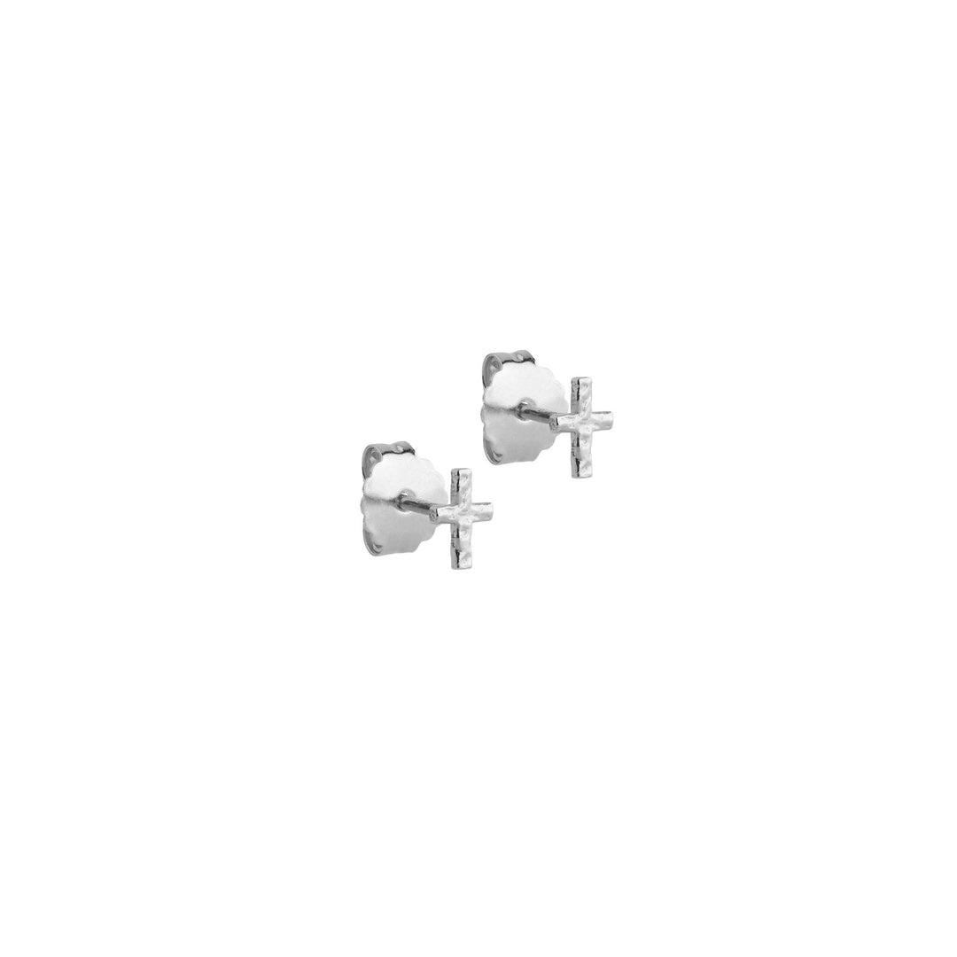 Niche Jewellery Enamel Copenhagen Protective Cross Silver Stud Earrings