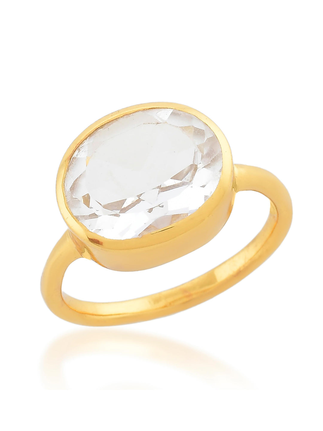 Niche Jewellery Shyla Oval Chunky Gold Cocktail Ring - Crystal Clear detail