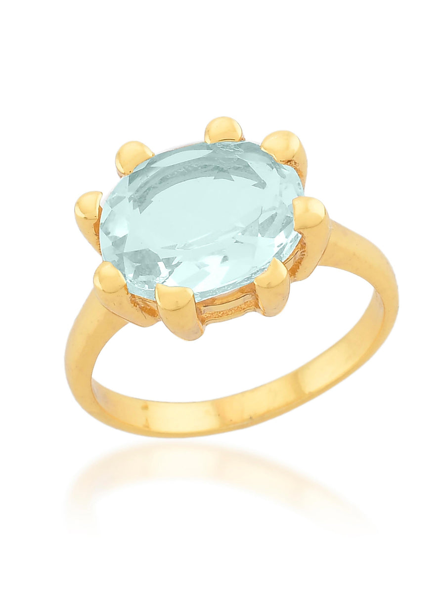 Niche Jewellery Shyla Oval Claw Gold Cocktail Ring - Light Blue