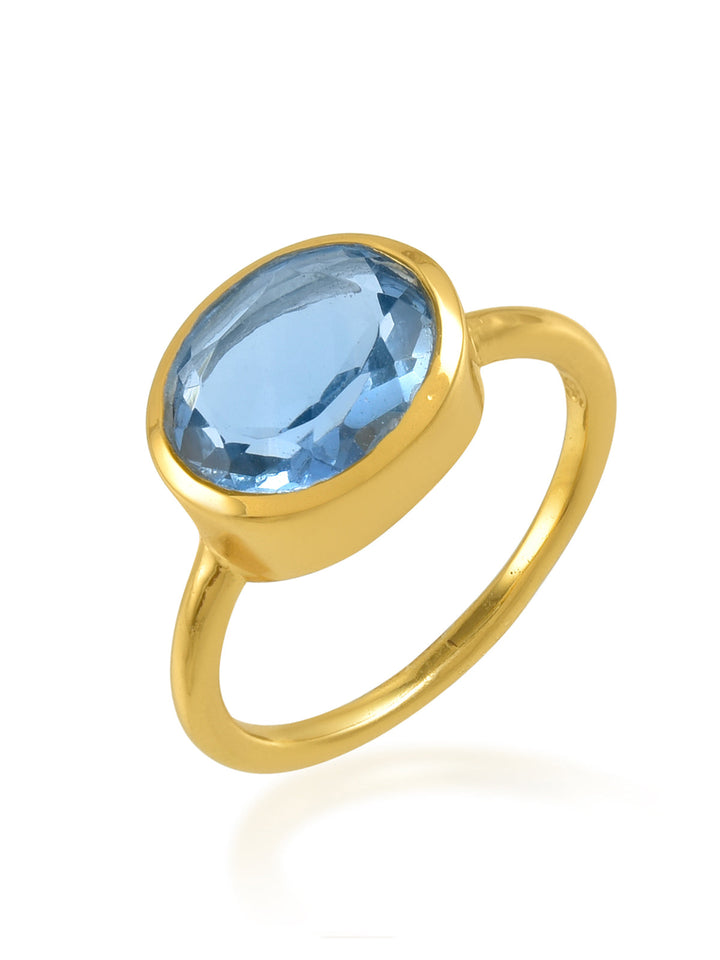 Niche Jewellery Shyla Oval Chunky Gold Cocktail Ring - Royal Blue