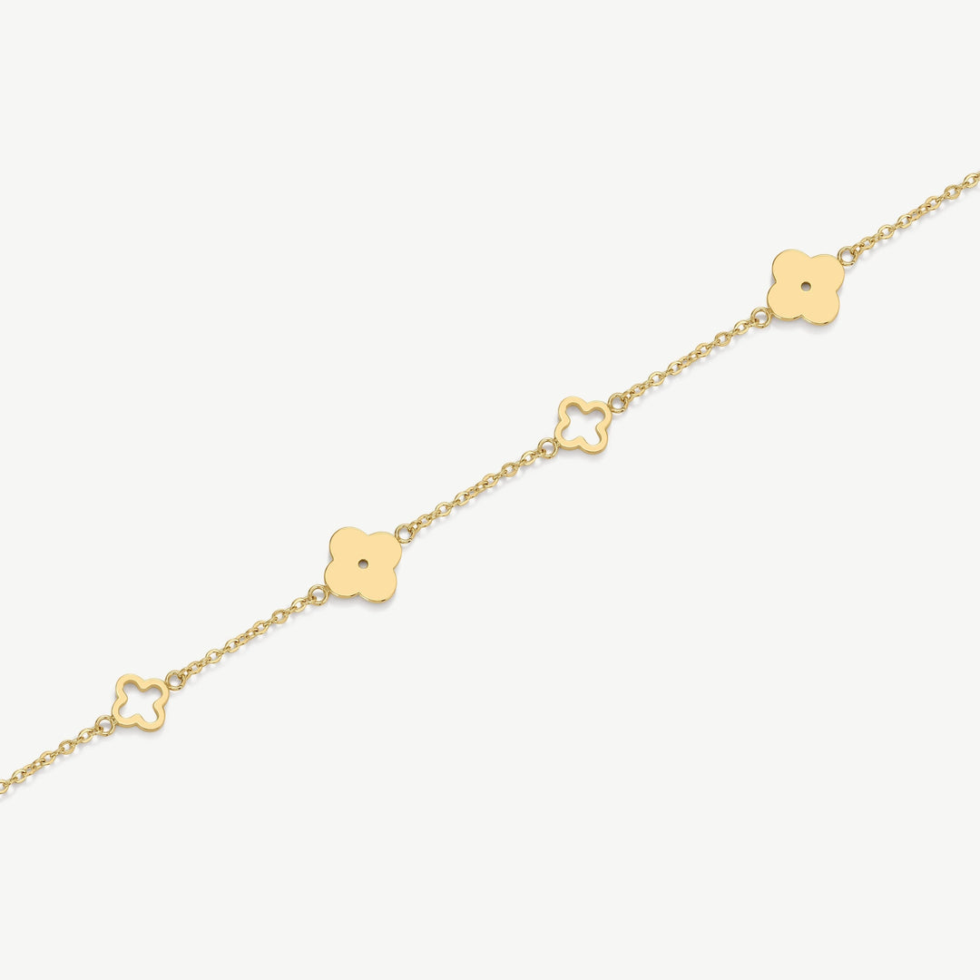D.Louise Multi Clover Gold Bracelet close up