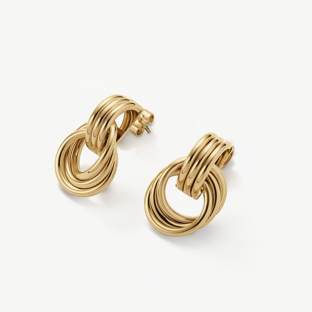 D.Louise Knot statement Gold Stud Earrings