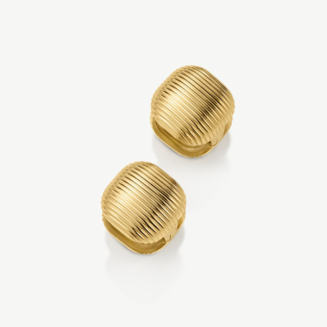 D.Louise Statement Square Gold Earrings close up