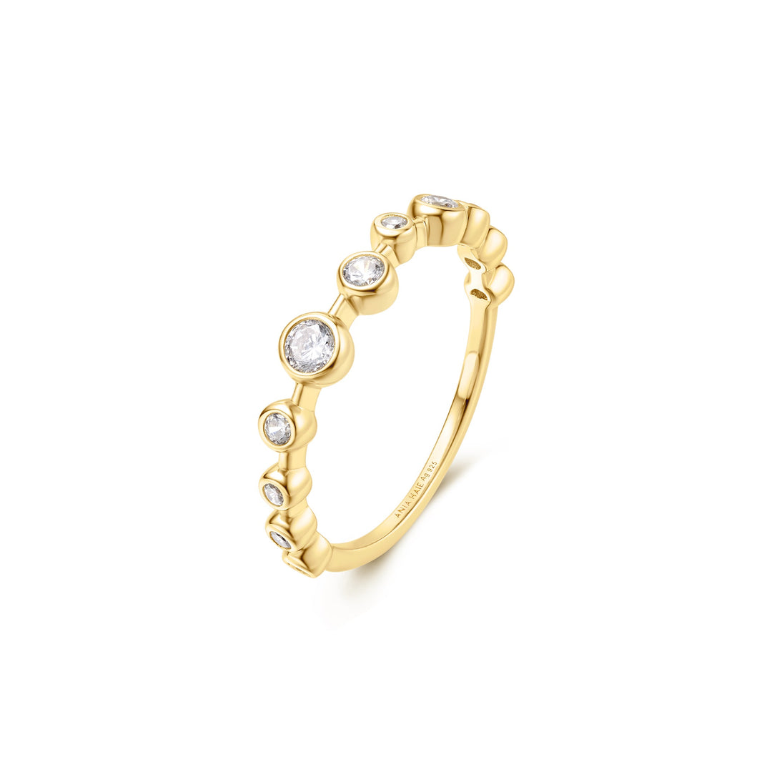 Niche Jewellery Ania Haie Gold Bezel Cubic Zirconia Zig-Zag Ring detail