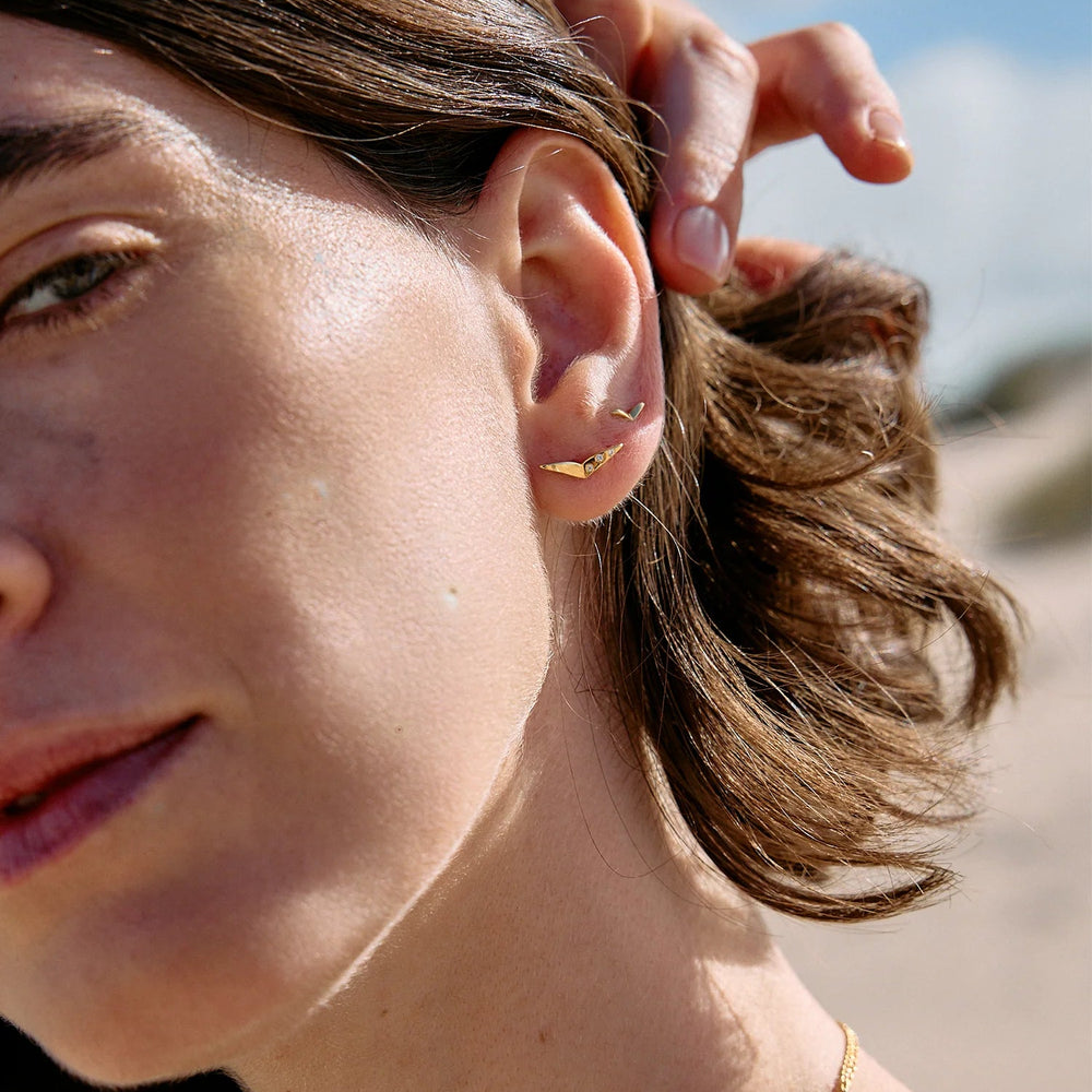 Rachel Jackson Dreamer Asymmetrical Bird Stud Earrings Gold