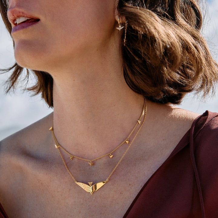 Rachel Jackson Dreamer Celestial Bird necklace Gold