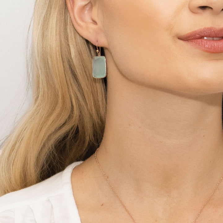 Sarah Alexander Rendezvous Aqua Chalcedony Square Drop Earrings