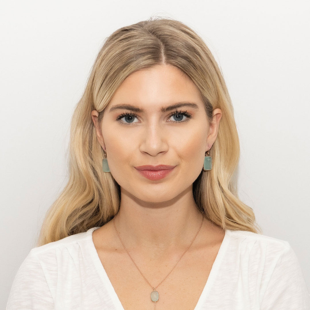 Sarah Alexander Rendezvous Aqua Chalcedony Square Drop Earrings