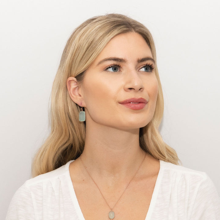 Sarah Alexander Rendezvous Aqua Chalcedony Square Drop Earrings