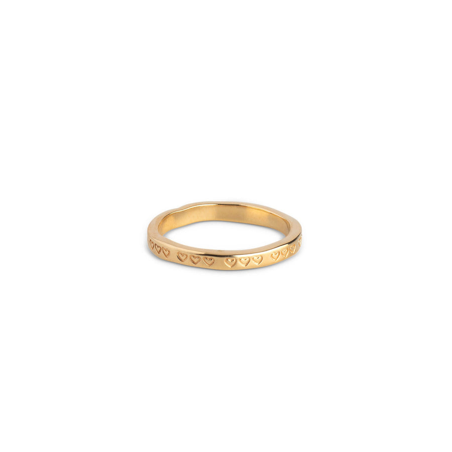 Niche Jewellery Enamel Copenhagen Heart Gold Ring detail
