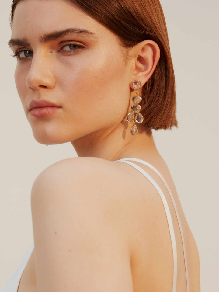 Niche Jewellery Shyla Sheena Chandelier Gold Earrings - Champagne detail