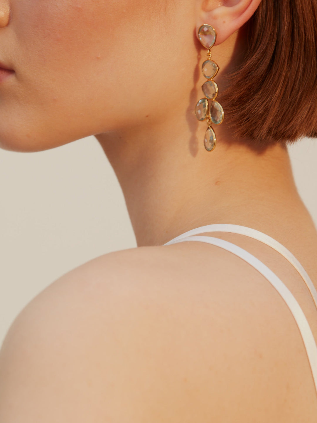 Niche Jewellery Shyla Sheena Chandelier Gold Earrings - Champagne detail