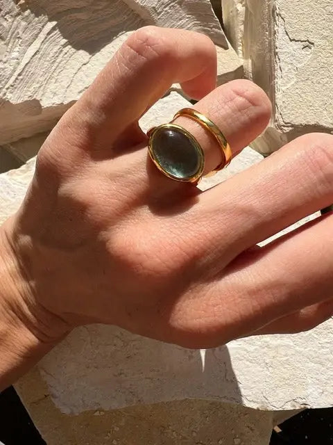 Shyla London Sian Gold Ring - Light Blue