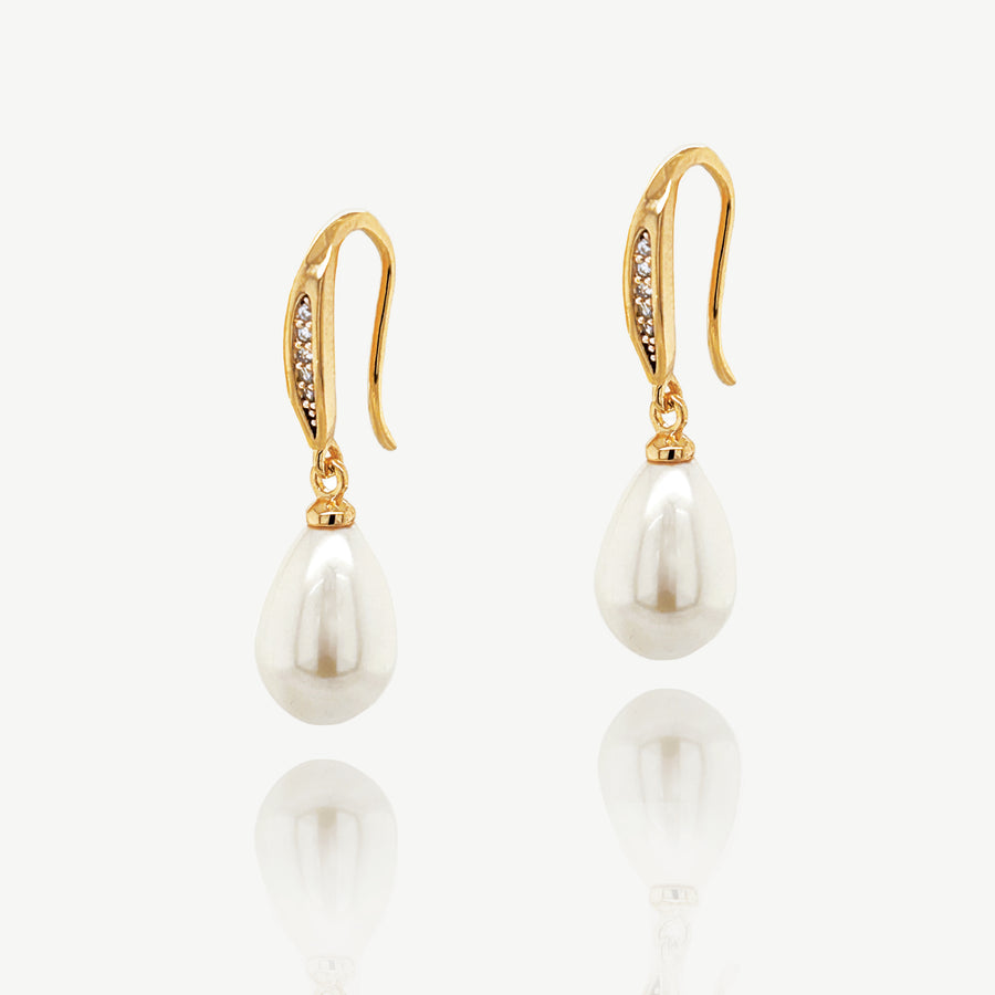 Niche Jewellery Ivory & Co Salford Gold Pave Crystal Pearl Drop detail