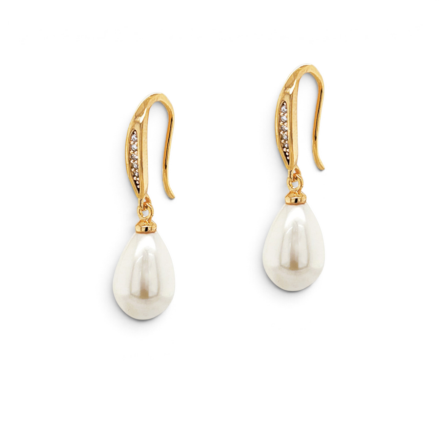 Niche Jewellery Ivory & Co Salford Gold Pave Crystal Pearl Drop detail