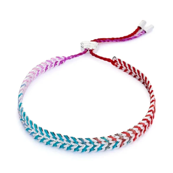 Boho Betty Iztac Moroccan Spice Silver Woven Slider Bracelet