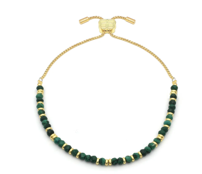 Boho Betty Mystical Malachite Gold Slider Bracelet