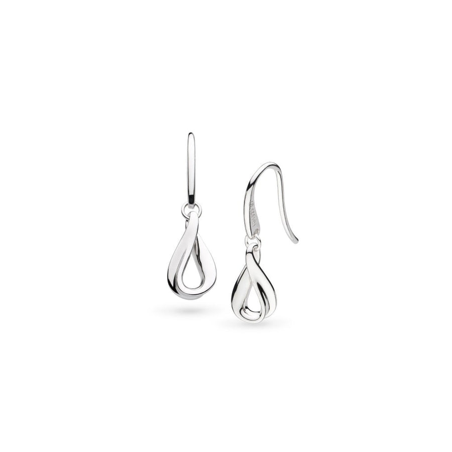 Niche Jewellery Kit Heath Serenity Loop Mini Drop Earrings in rhodium-plated sterling silver with fluid curves.