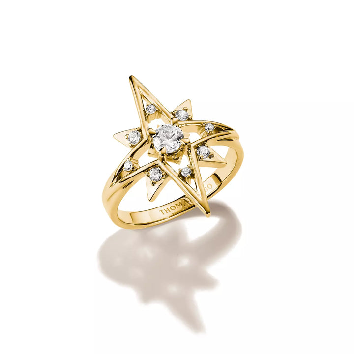 Niche Jewellery Thomas Sabo Star Ring Gold with White Zirconia