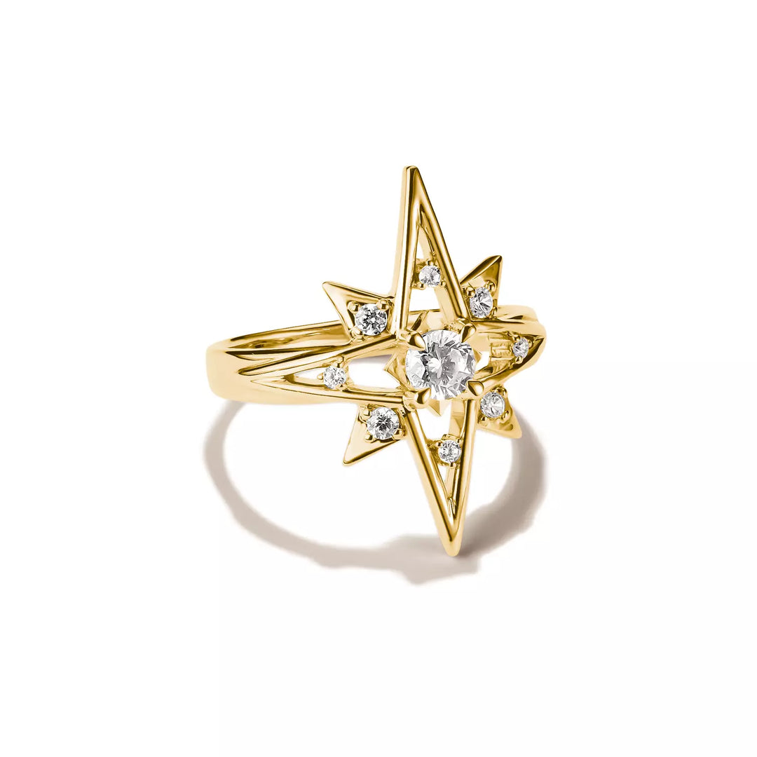 Niche Jewellery Thomas Sabo Star Ring Gold with White Zirconia detail
