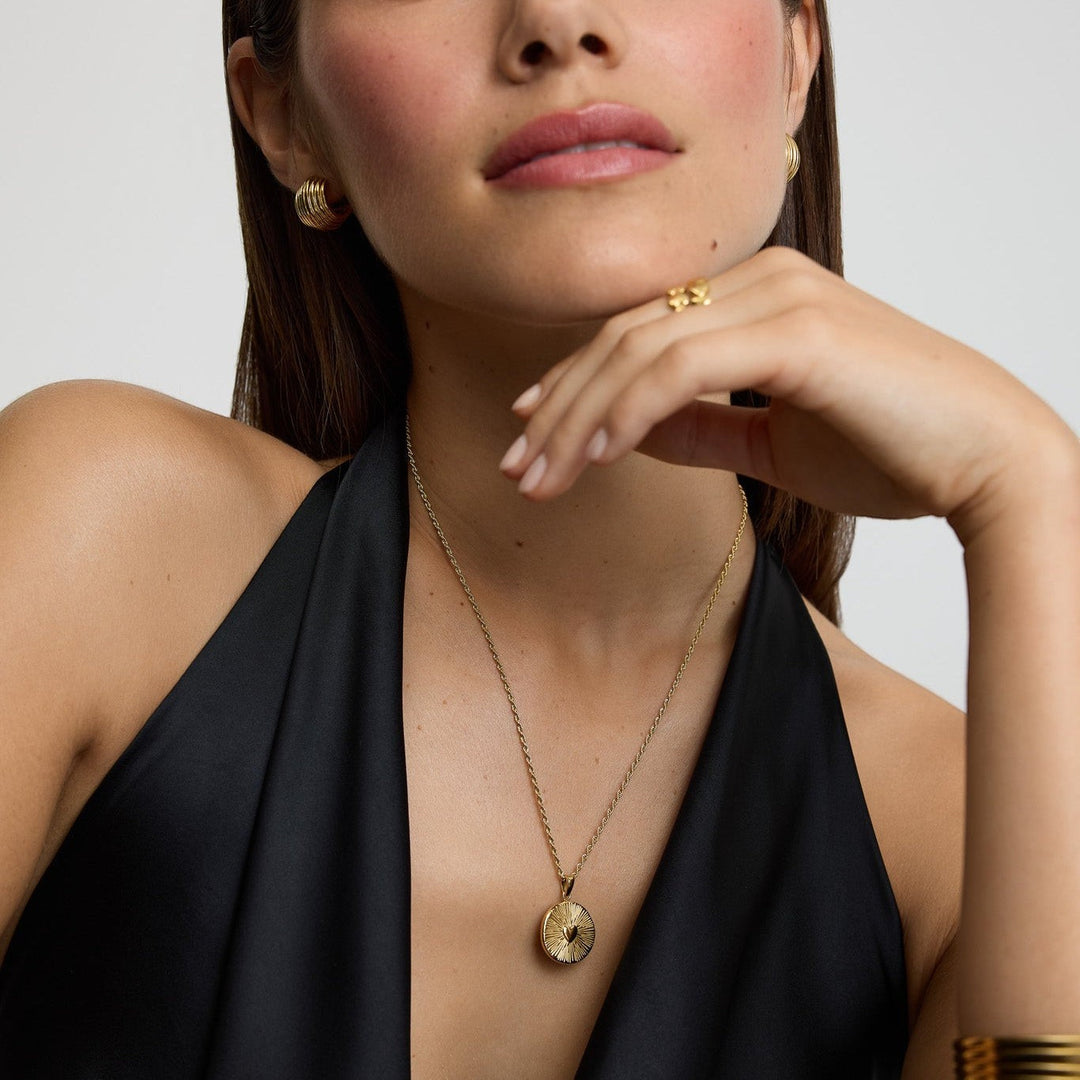 D.Louise Talisman Heart Gold Necklace detail view