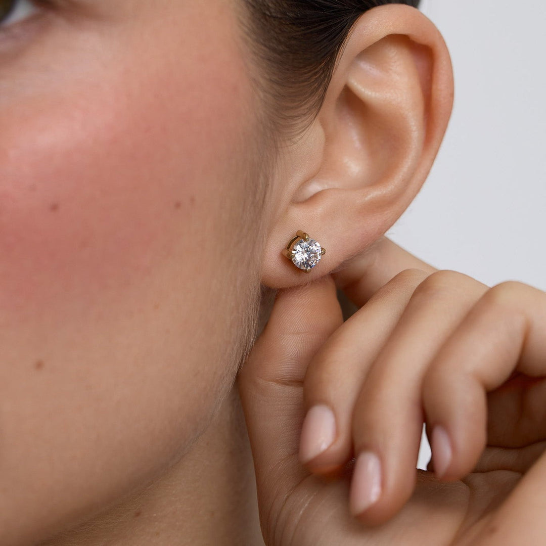 D.Louise Classic Tennis  Gold Stud Earrings product view