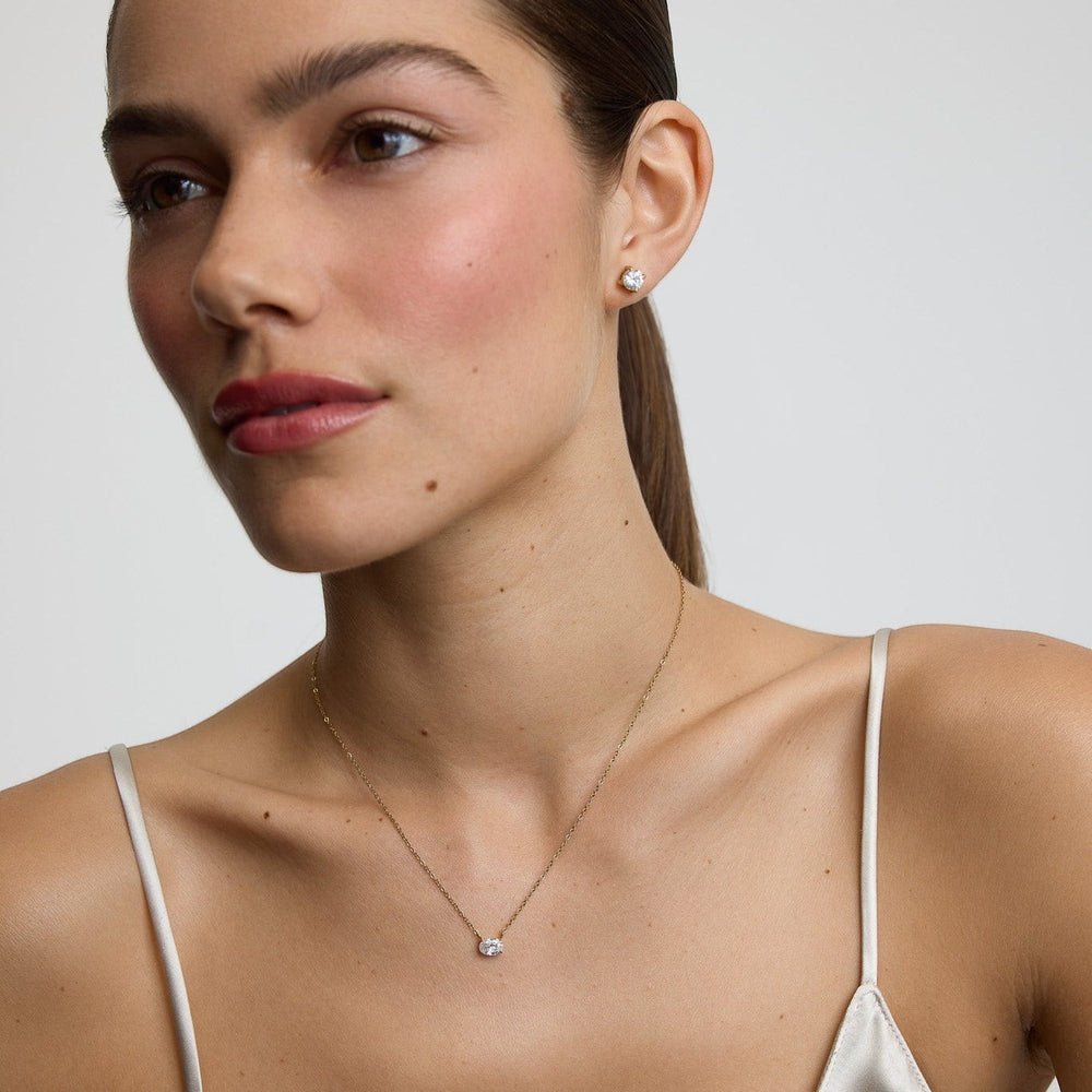D.Louise Classic Tennis  Gold Stud Earrings detail view