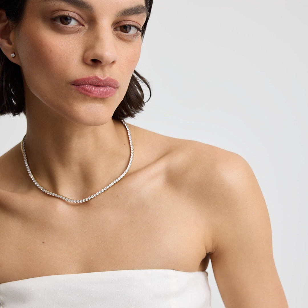 D.Louise Silver Luxe Tennis Necklace close up